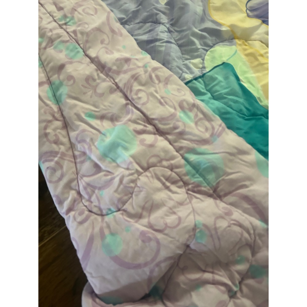 Vtg Disney The Little Mermaid Ariel Sebastian Reversible Comforter Purple - Picture 2 of 5